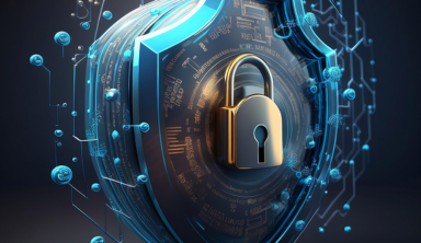 Digital security illustration highlighting cybersecurity measures to safeguard networks, prevent malware and phishing attacks, and ensure data confidentiality and integrity.